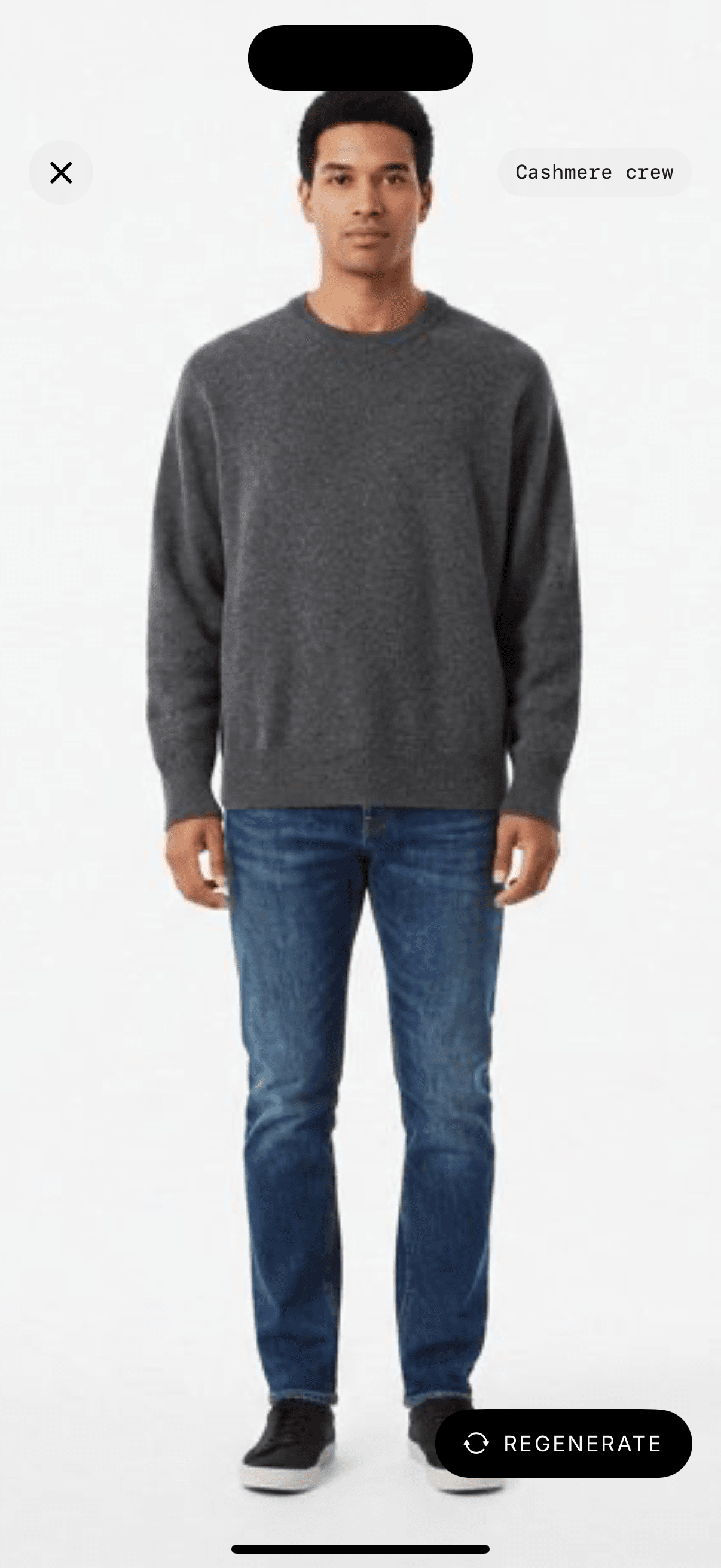 Cashmere crew — tried on in seconds.
